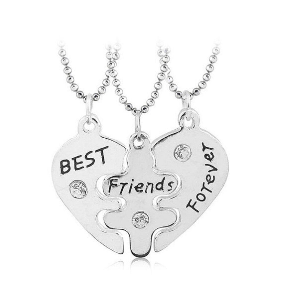 Unisex 3 Best Friends Forever Three Part Friendship BFF Necklace