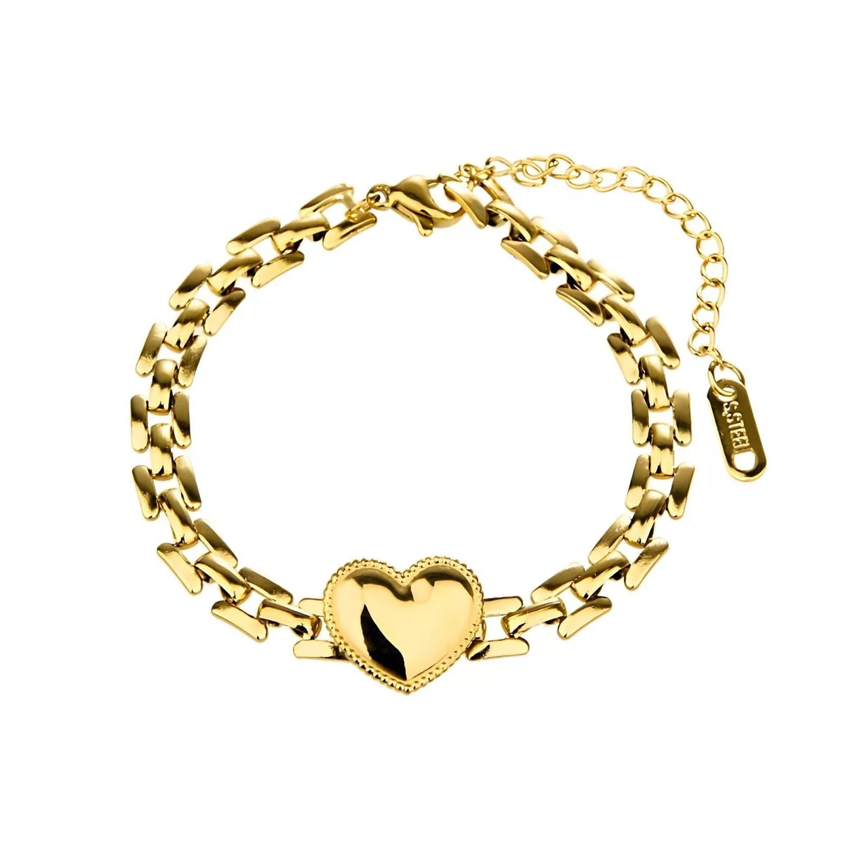 Ladies 18k Gold Plated Heart Butterfly Stainless Steel Bracelet