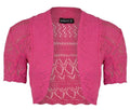 Girls Cerise Crochet Knitted Bolero Shrugs Cardigan