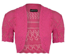 Load image into Gallery viewer, Girls Cerise Crochet Knitted Bolero Shrugs Cardigan
