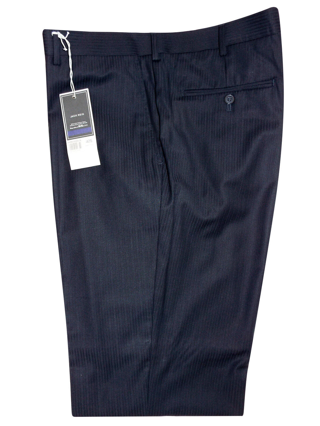 Mens Jack Reid Black Thin Stripes Regular Fit Flat Front Tailored Smart Trouser