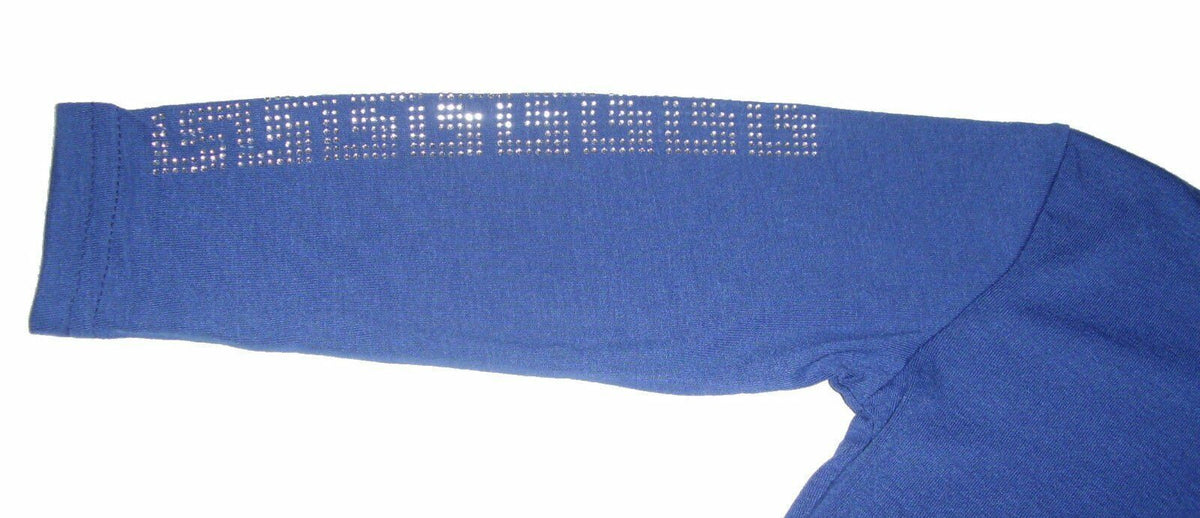 Girls Cerise & Royal Blue Pretty Diamante High Neck Longsleeve Top