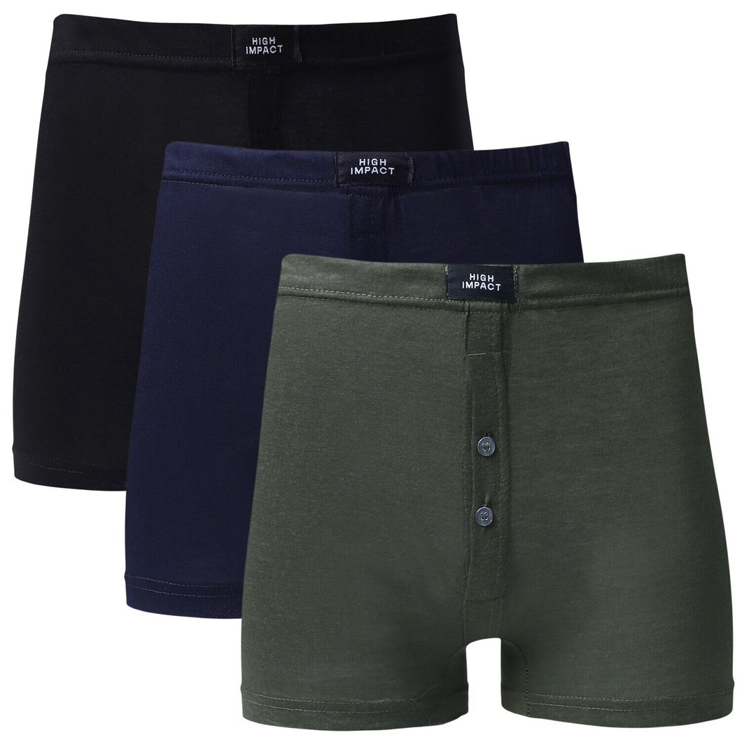Mens Boxers High Impact Cotton Blend Underwear 3 Pack Briefs Trunks