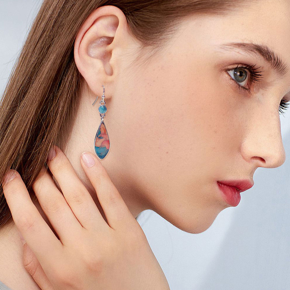 Ladies Acrylic Bohemia Colorful Dangle Geometric Earrings