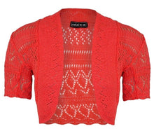 Load image into Gallery viewer, Girls Red Crochet Knitted Bolero Shrugs Cardigan

