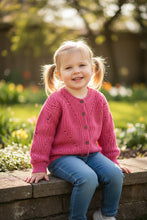 Load image into Gallery viewer, Girls Pink Soft Knitted Button Down Long Sleeve Cardigan
