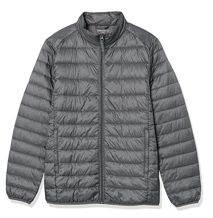 Mens Ash Grey Puffer Hooded Quilted Padded Jackets Windproof Coats