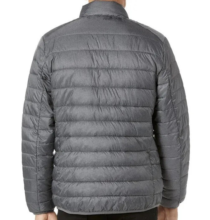 Mens Ash Grey Puffer Hooded Quilted Padded Jackets Windproof Coats