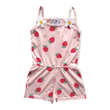 Load image into Gallery viewer, Girls Ivory Pink Strawberry Dot Print Cotton Playsuit
