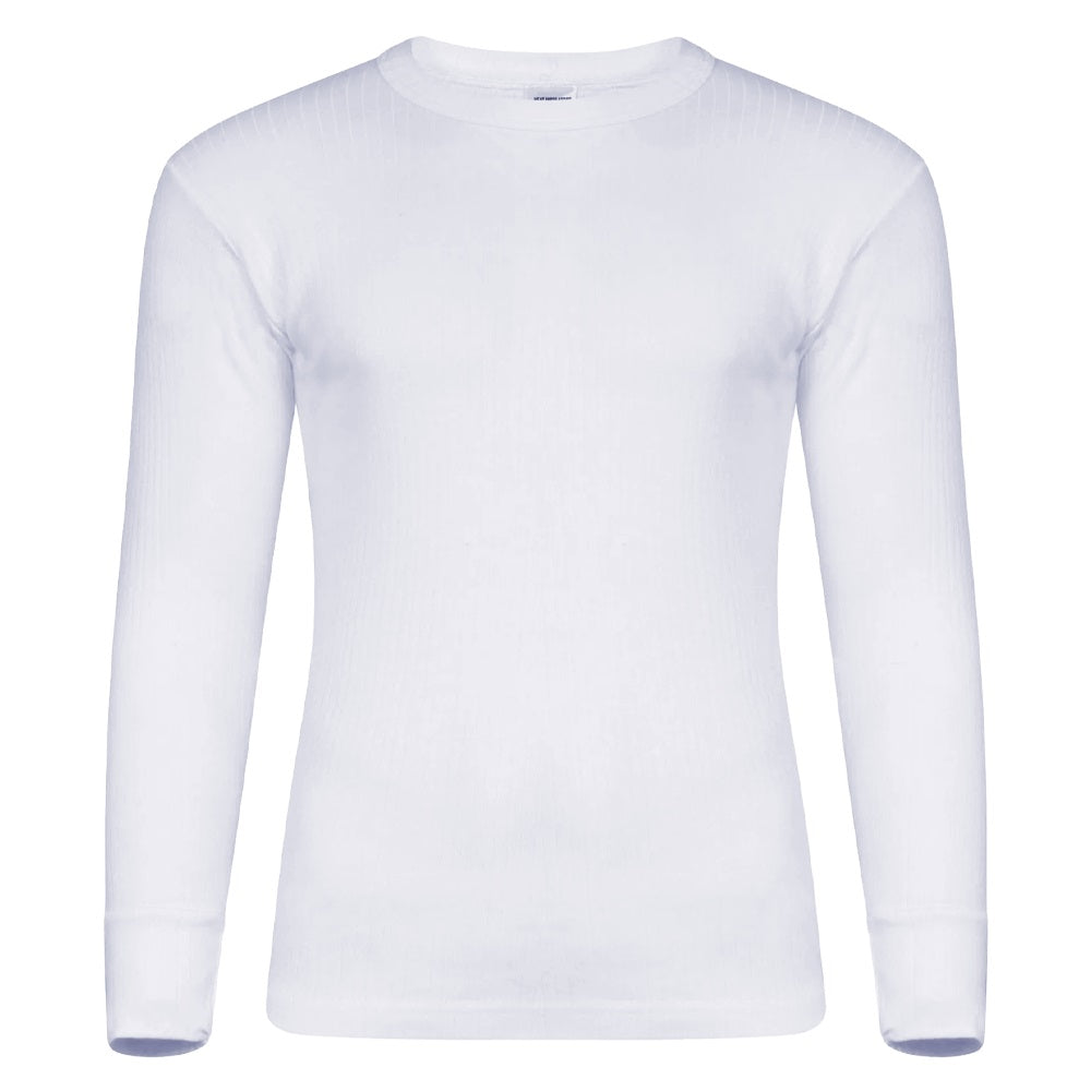 Mens White Thermal Long Sleeved Underwear Top