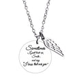 Unisex Silver "Sometimes I Just Look ..." Engraved Pendant Angel wings Necklace