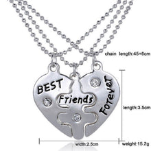 Load image into Gallery viewer, Unisex 3 Best Friends Forever Three Part Friendship BFF Necklace
