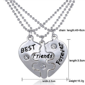 Unisex 3 Best Friends Forever Three Part Friendship BFF Necklace