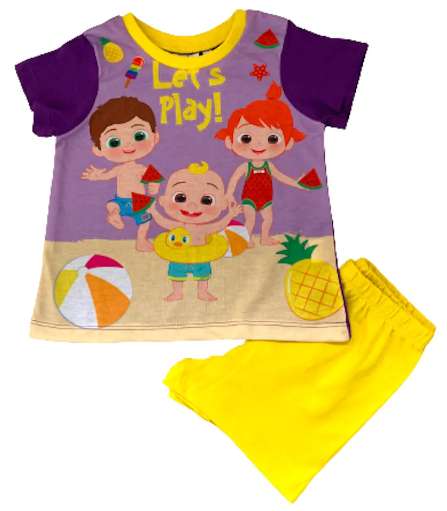 Girls Cocomelon Lets Play Shortie Top & Shorts Pyjamas Set