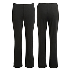 Ladies Black Bootleg Stretchy Soft Ribbd Pull On Elasticated Waist Trouser