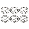6 Pce 1.57" Silver Round Center Bar Single Prong Strap Pin Belt Buckle For Belts
