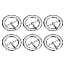 Load image into Gallery viewer, 6 Pce 1.57&quot; Silver Round Center Bar Single Prong Strap Pin Belt Buckle For Belts
