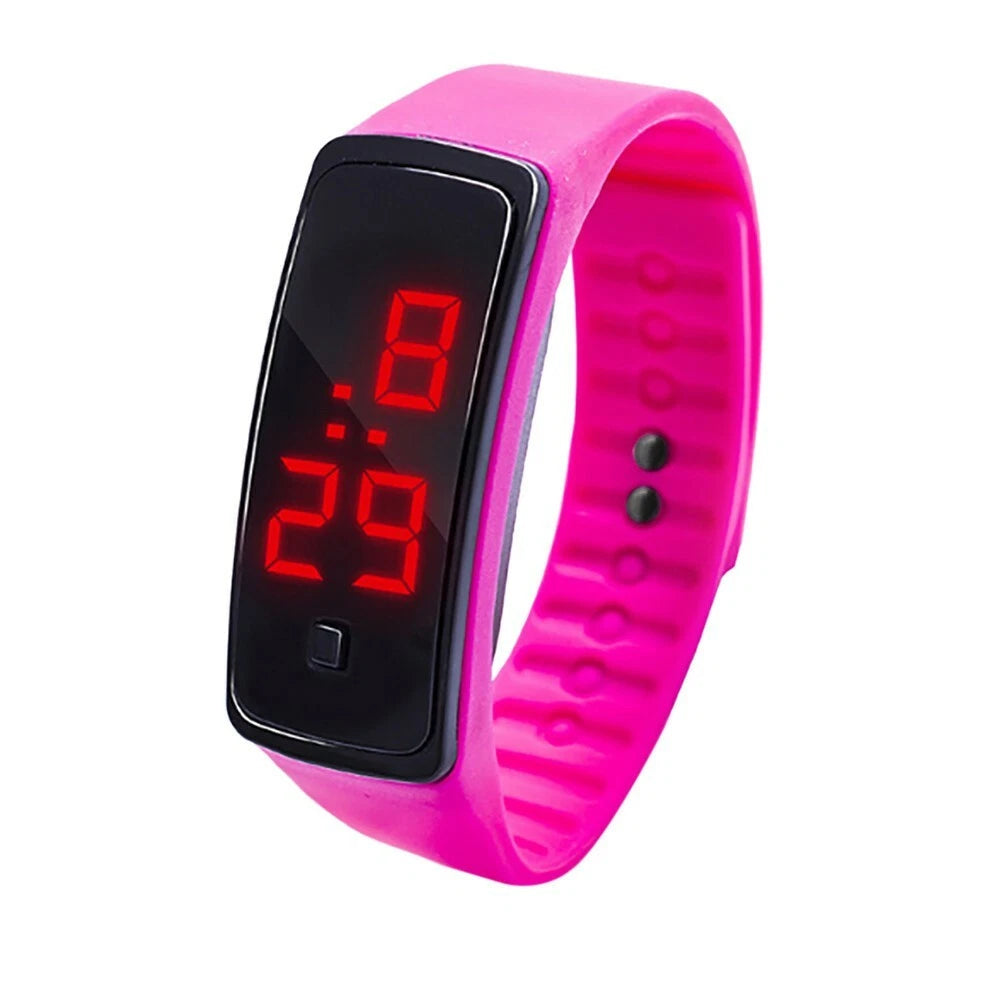 Kids Childrens LED Digital Font Screen Display Sports Waterproof Wrist Watch