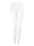 Girls White Full Length Plain Soft Rich Cotton Stretchy Dance Casual Leggings