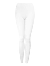 Load image into Gallery viewer, Girls White Full Length Plain Soft Rich Cotton Stretchy Dance Casual Leggings
