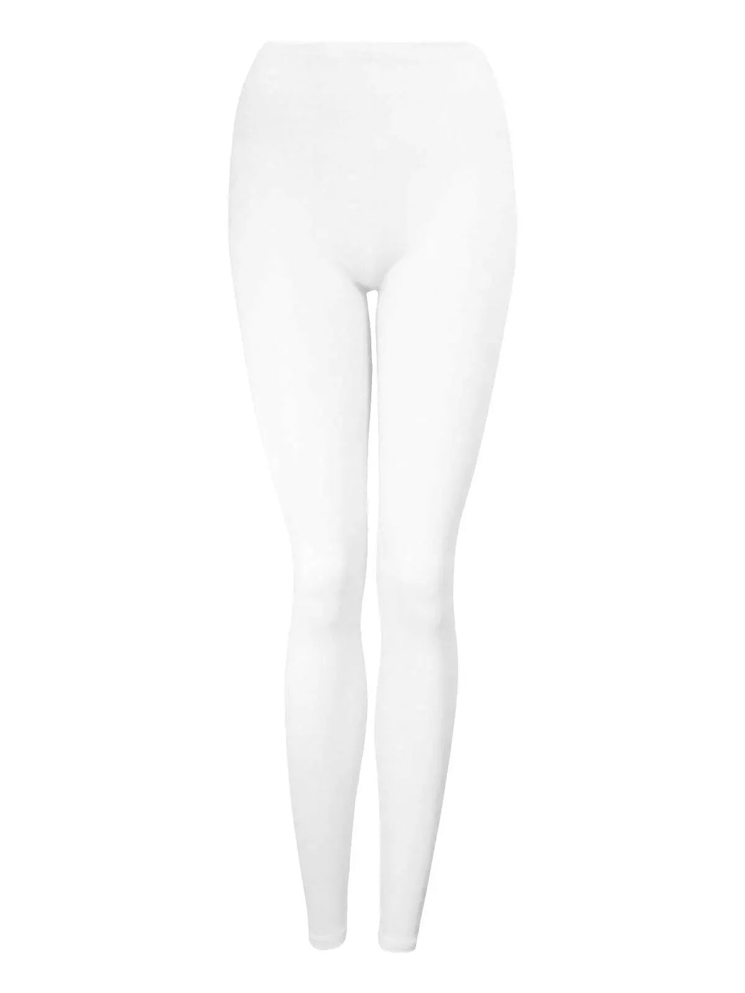 Girls White Full Length Plain Soft Rich Cotton Stretchy Dance Casual Leggings