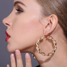 Load image into Gallery viewer, Ladies 18K Gold Plated Chunky Twist Creole Hoop Earrings
