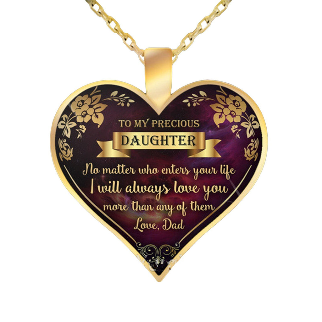 Ladies Girls "To My Precious Daughter Love Dad" Pendant and Chain Necklace