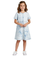 Load image into Gallery viewer, Girls Ice Blue Chambray Cotton Acid Wash Shortsleeve Dress
