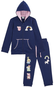 Girls Peppa Pig Navy Blue Unicorn Sequin Tracksuit