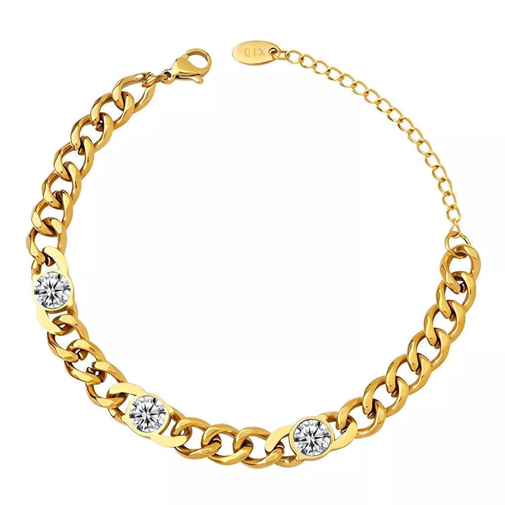 Ladies 18k Gold Plated Heart Butterfly Stainless Steel Bracelet