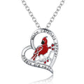 Silver necklaces with Cardinal Red Bird Heart Pendant
