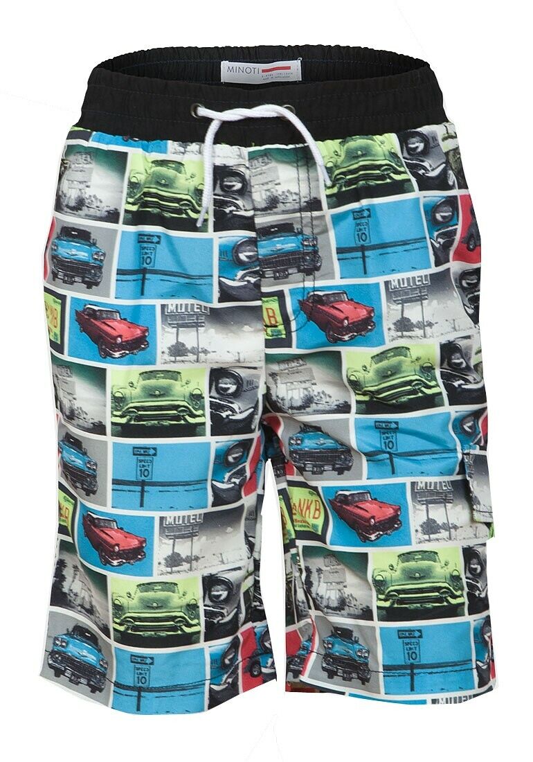 Boys Minoti Multicolour Cars Print Swimming Shorts
