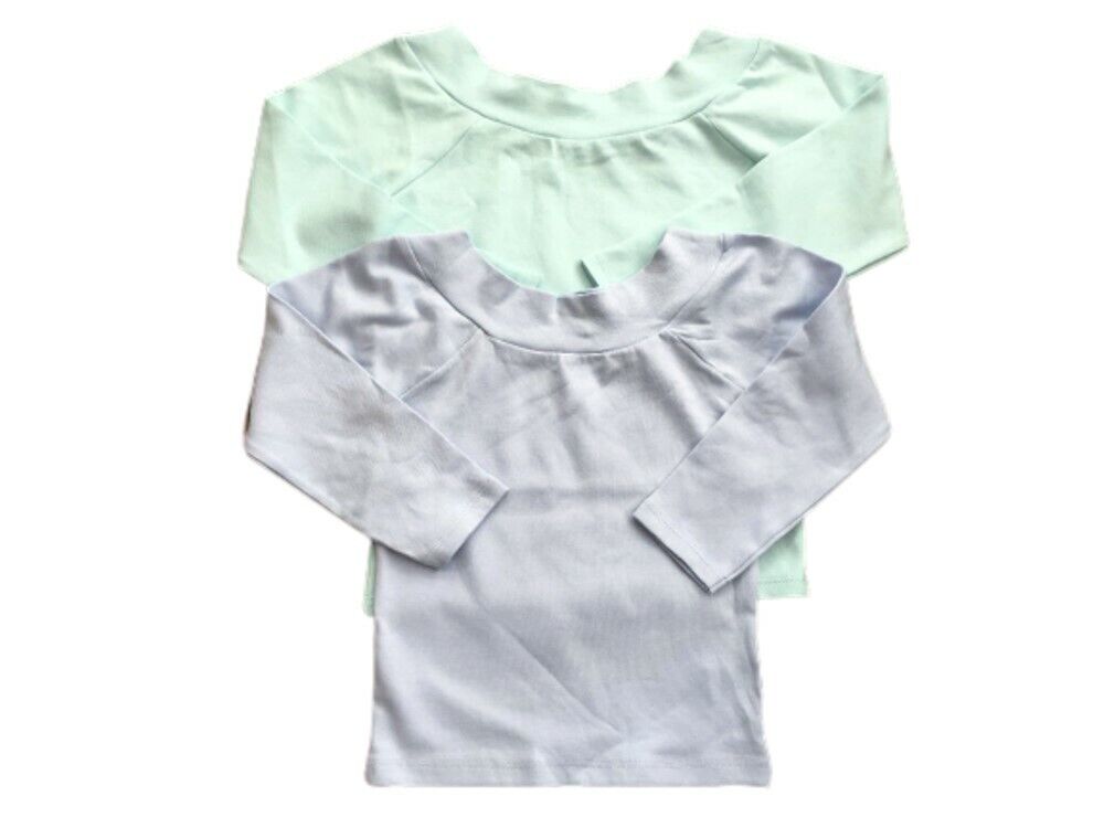 Girls Mint Green Blue Scoop Neck Soft Cotton Rich Longsleeve Top