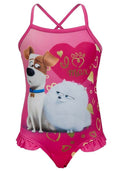 Girls Cerise The Secret Life of Pets All in One Swimming Costumes
