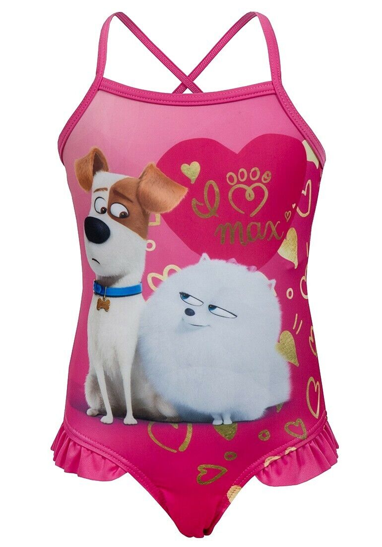 Girls Cerise The Secret Life of Pets All in One Swimming Costumes