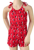 Girls Funky Diva Navy & Red Sailor Print Strappy Playsuit