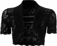 Load image into Gallery viewer, Girls Black Crochet Knitted Bolero Shrugs Cardigan
