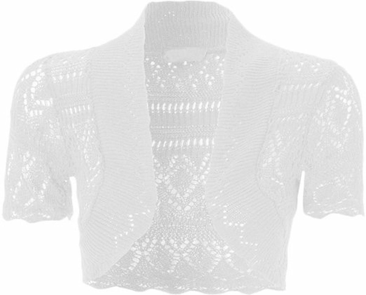 Girls Cream Crochet Knitted Bolero Shrugs Cardigan