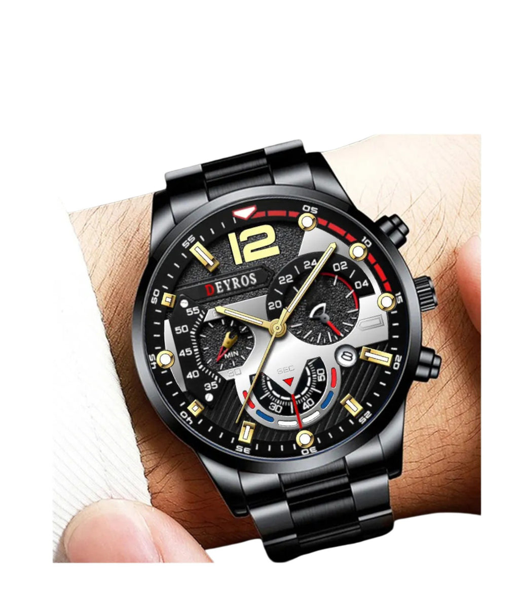 Mens Luxury Luminous Dial Quartz Wrist Stainless Steel Scratch Resistance Watch