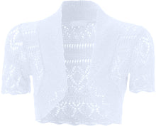 Load image into Gallery viewer, Girls White Crochet Knitted Bolero Shrugs Cardigan
