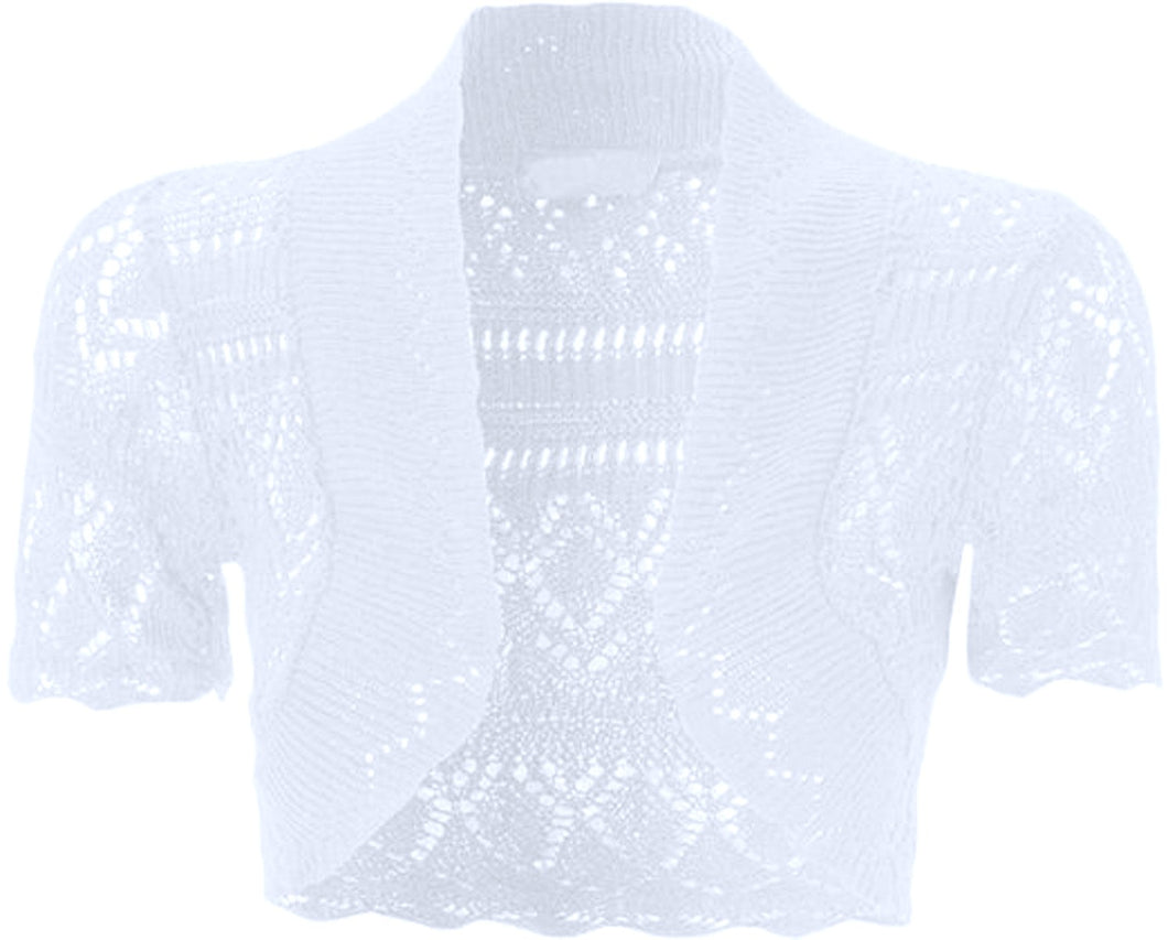 Girls White Crochet Knitted Bolero Shrugs Cardigan