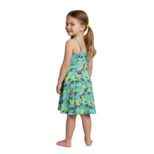 Load image into Gallery viewer, Girls Pale Green Multi Floral Strappy Elasticated Back Sleeveless Dress
