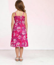 Load image into Gallery viewer, Cerise Multi Peace Motif Hanky Hem Strappy Dress
