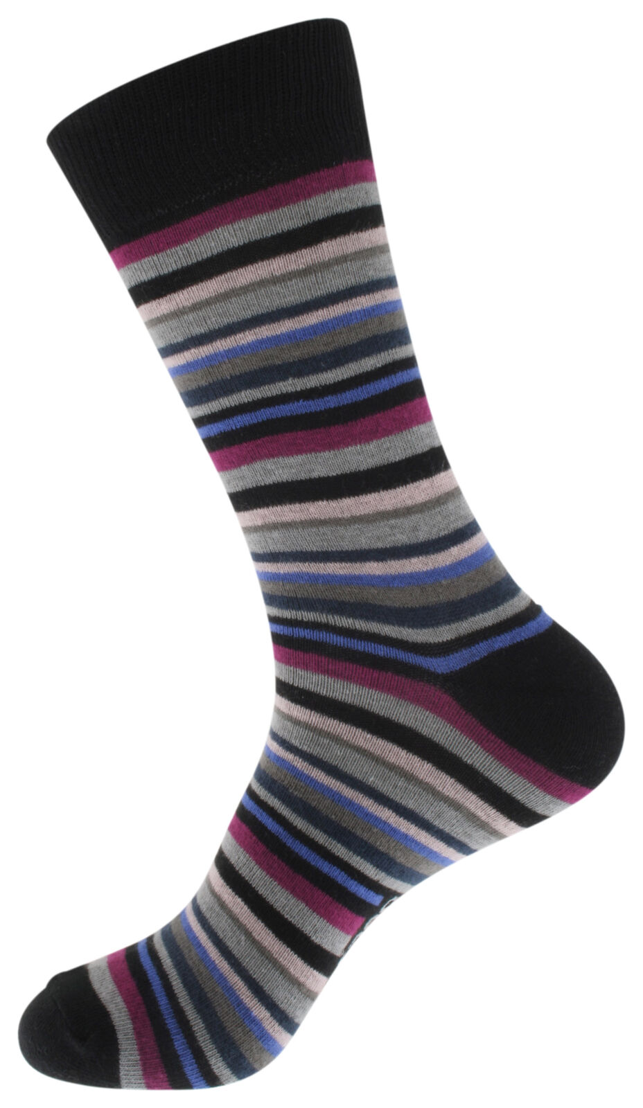 Mens Atano Multi Stripe Designs Cotton Rich 6 Pack Socks