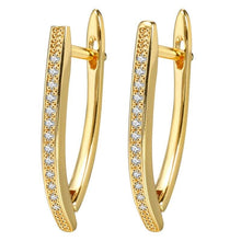 Load image into Gallery viewer, Medium V Shape Cubic Zirconia Hoop Earrings
