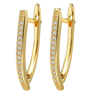 Medium V Shape Cubic Zirconia Hoop Earrings