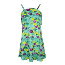 Load image into Gallery viewer, Girls Pale Green Multi Floral Strappy Elasticated Back Sleeveless Dress
