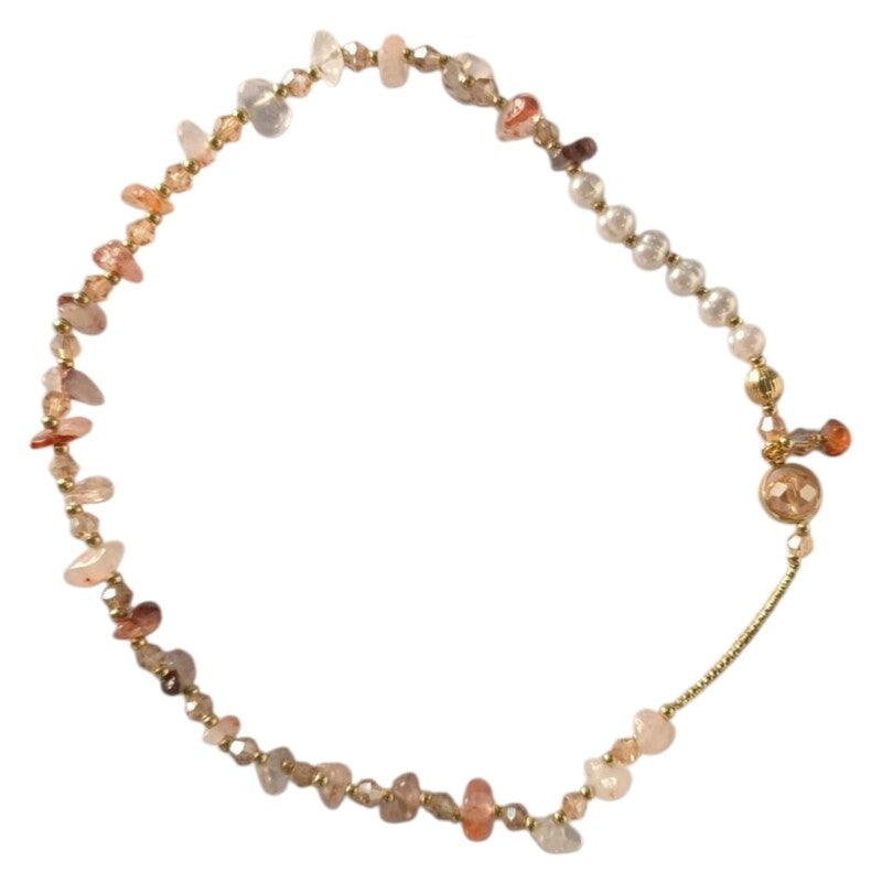 Ladies Gold Plated Double Layer Round Irregular Beads Expandable Bracelet