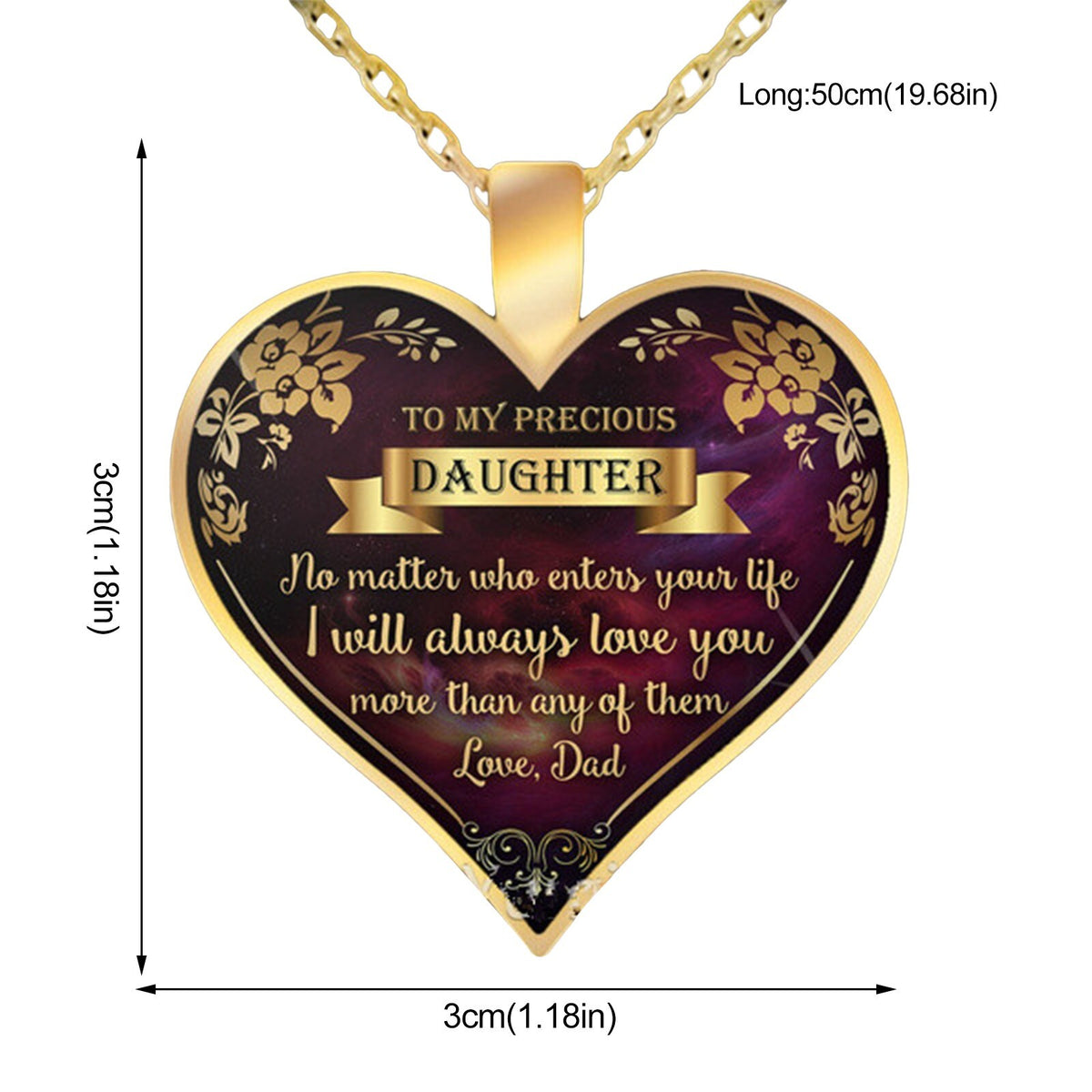 Ladies Girls "To My Precious Daughter Love Dad" Pendant and Chain Necklace