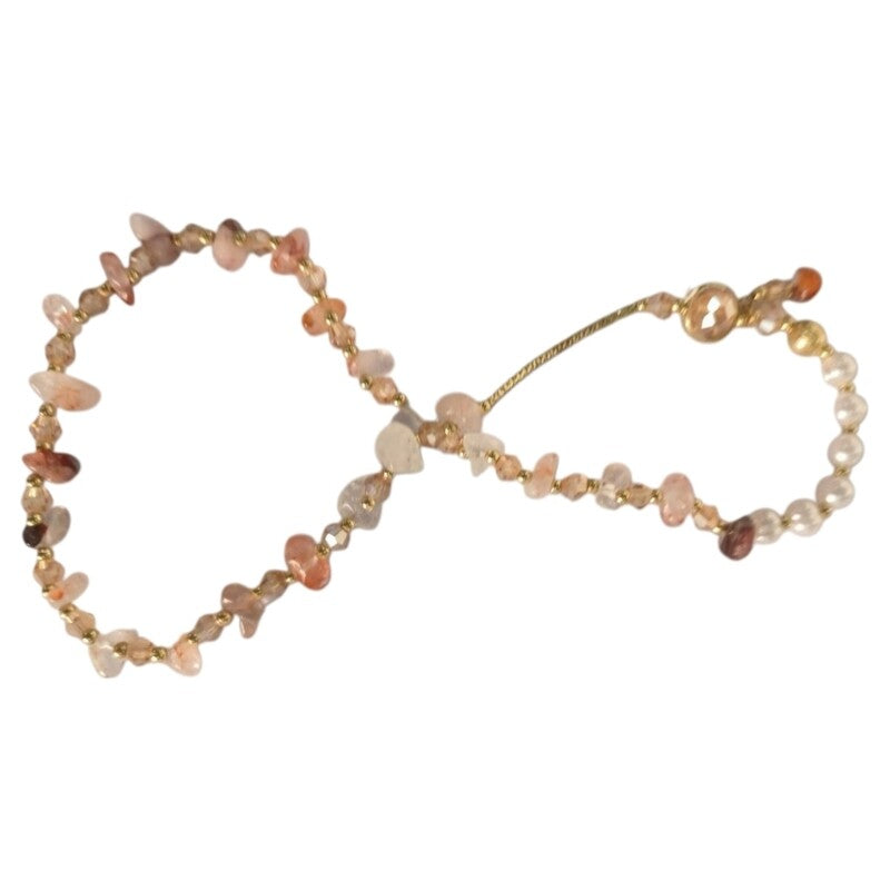 Ladies Gold Plated Double Layer Round Irregular Beads Expandable Bracelet